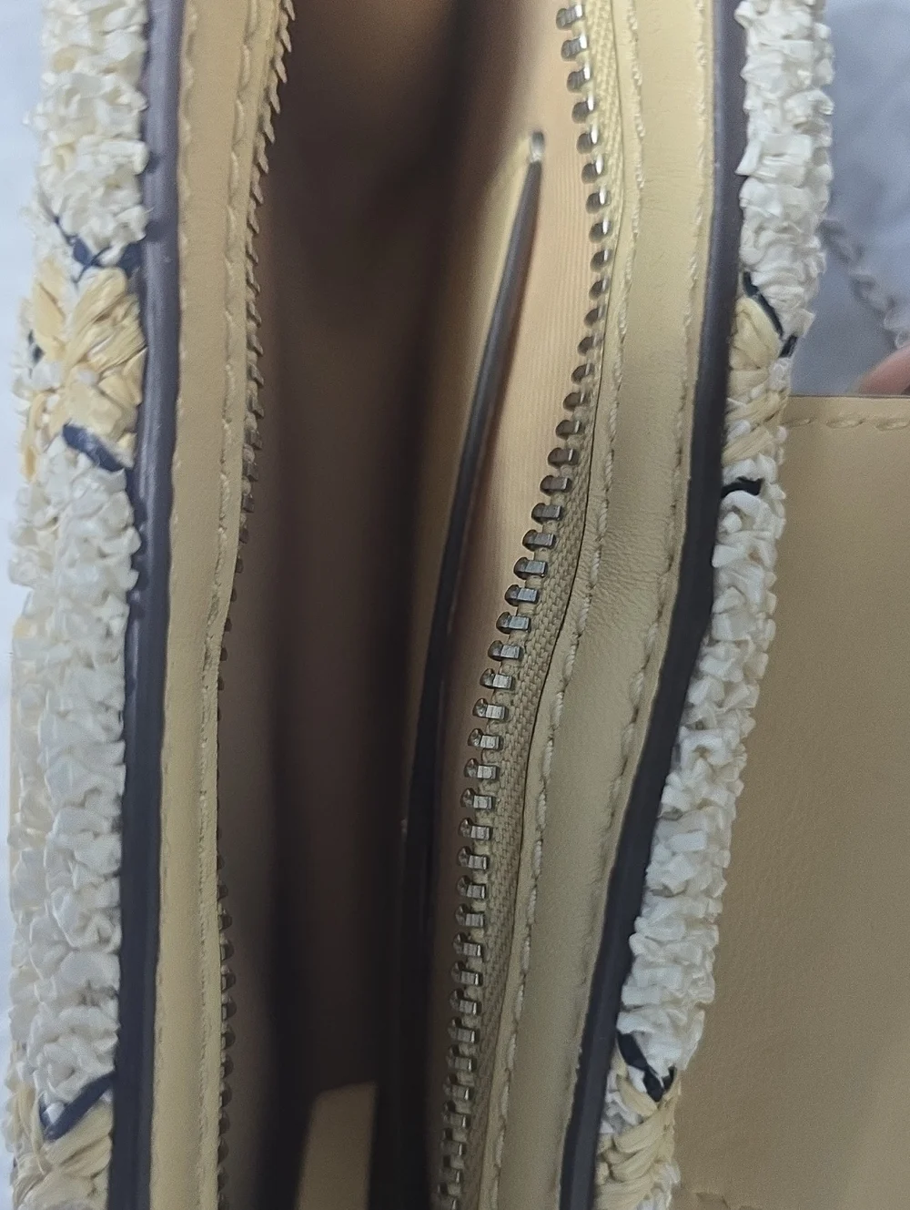 Tory Burch Cream Quilted Shearling Crossbody with Chain Strap